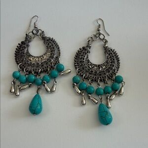 Silver and Turquoise Dangle Earrings